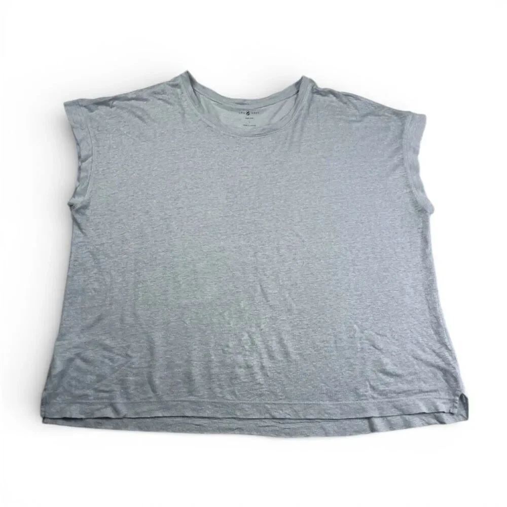 Lou & Grey Slub Linen T-Shirt Relaxed Boxy Short Sleeve Top Essential Tee L FLAW